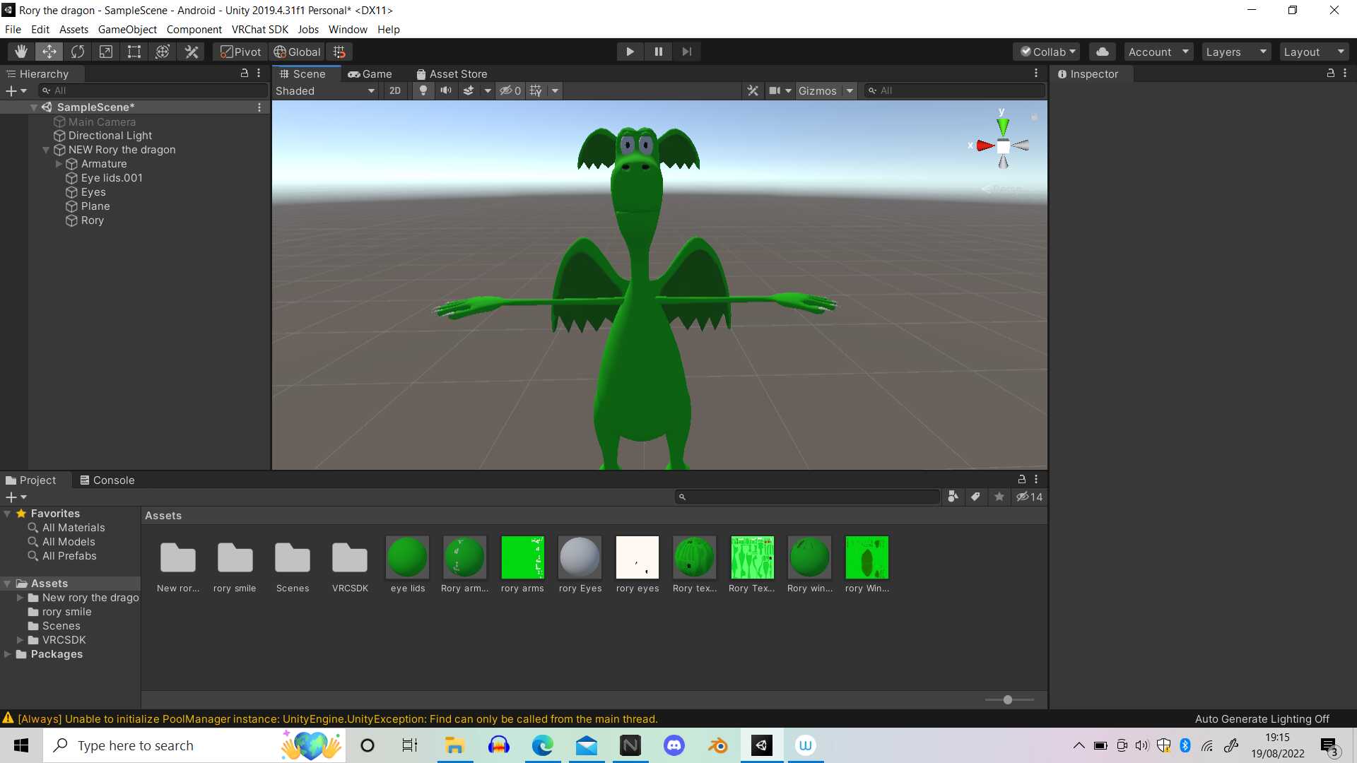 Rory the dragon from POP 2007 Unity package Screenshot