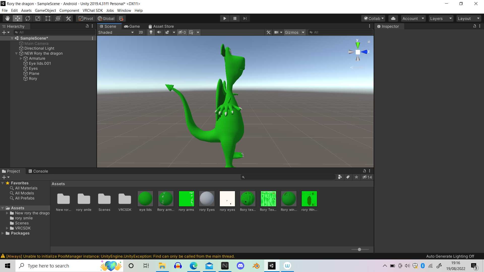 Rory the dragon from POP 2007 Unity package Screenshot