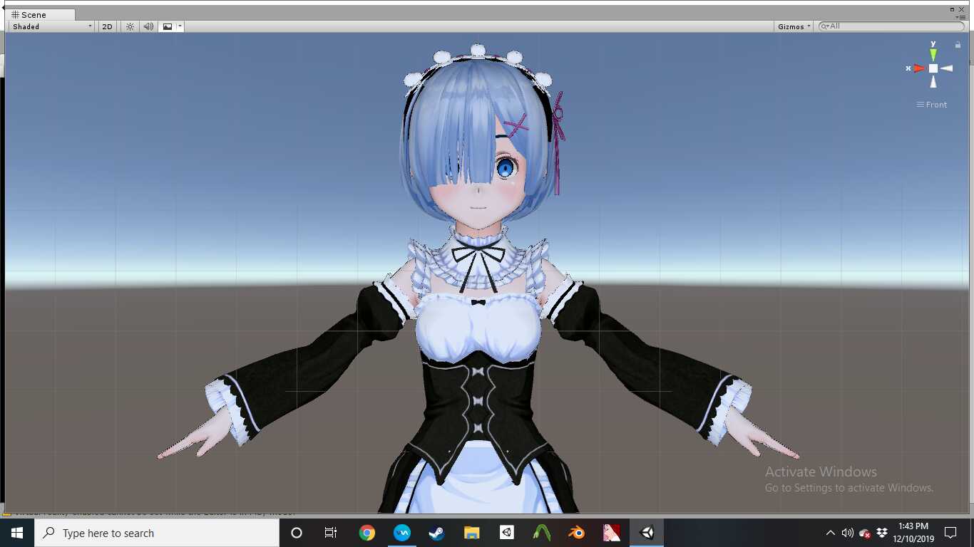 Rem from RE:zero blinking/eyetracking/visemes/jiggle physics/gesture animations  Screenshot