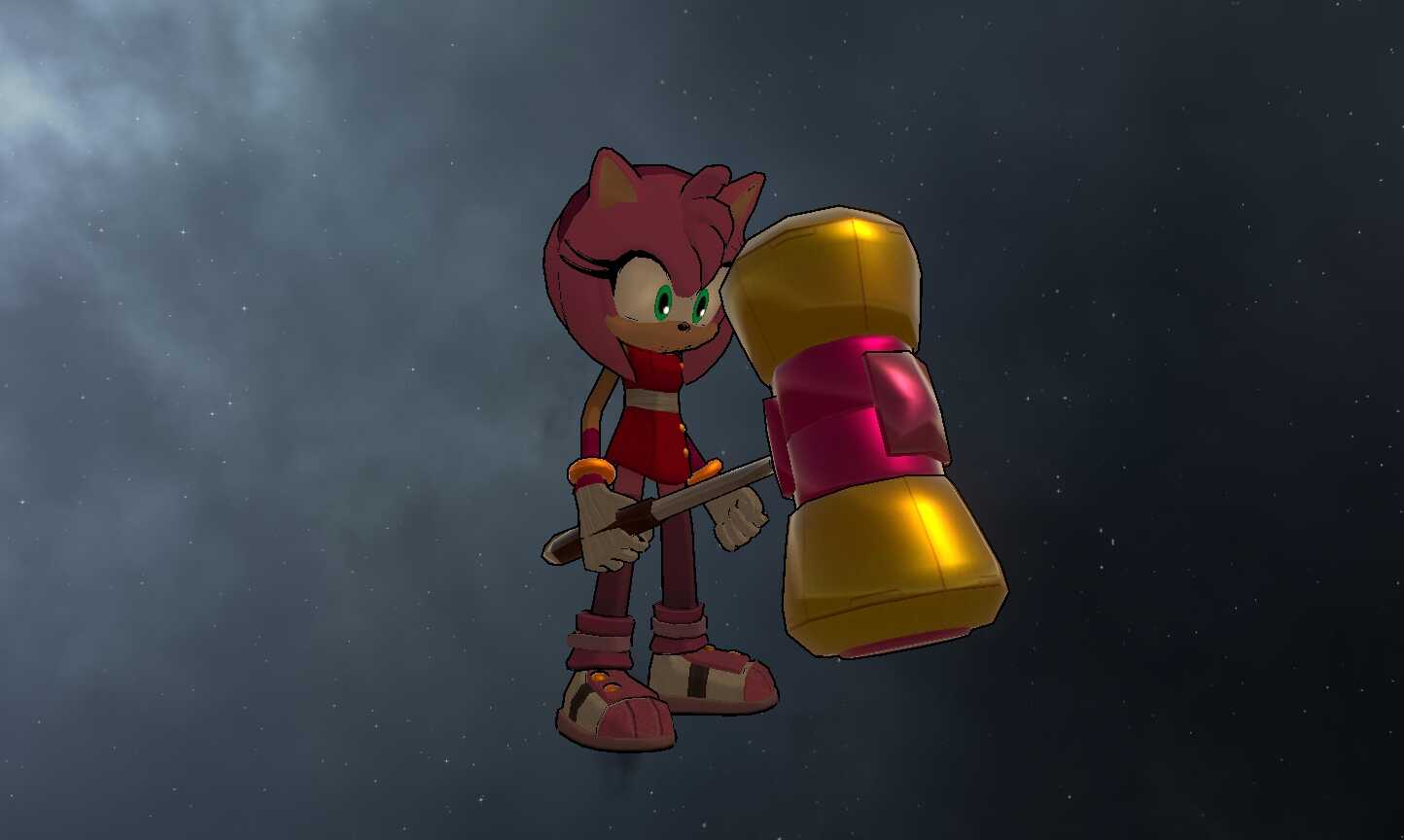 Sonic Boom - Amy Rose (2 Textures, Hammer Toggle, Fullbody, Eye Traking, Visemes, Blinking, 9k Polys, Quest Ready) (Avatar 3.0) Screenshot