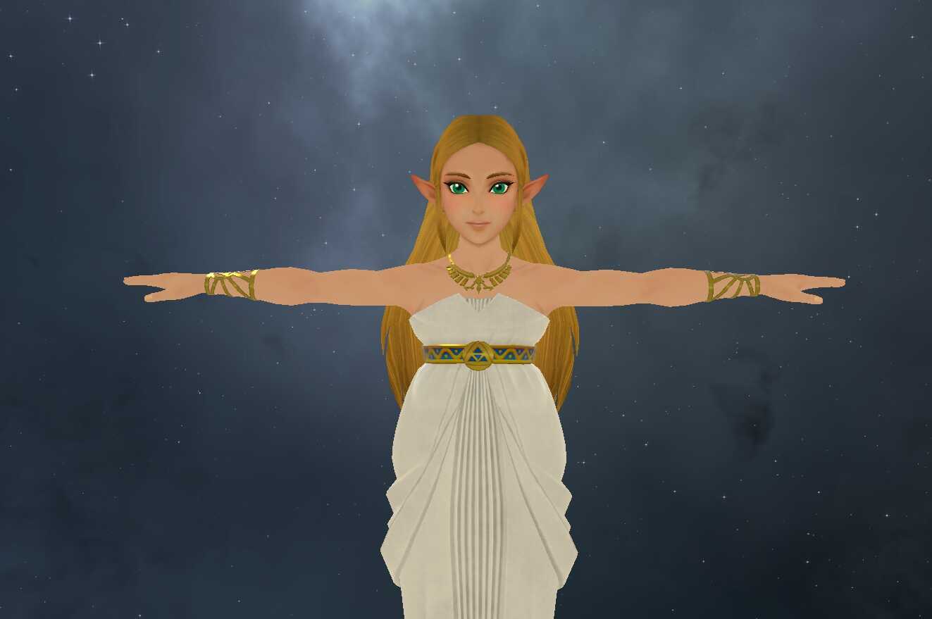 The Legend Of Zelda: BOTW - Zelda - Past (Full Body, Visemes, Dynamic Bones, Eye Tracking, 1 Texture) Screenshot