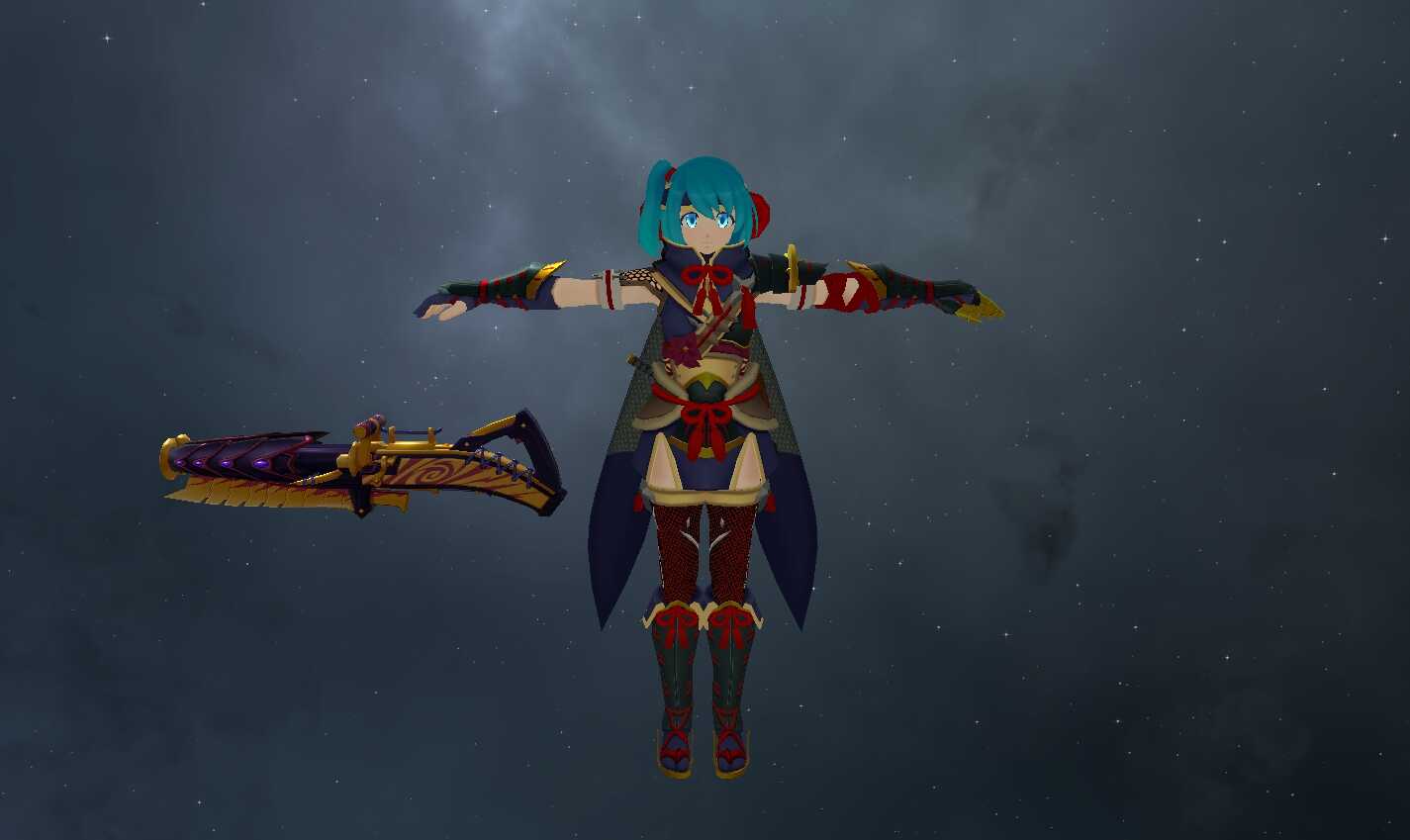 Rockman X Dive - Monster Hunter Event - RiCo Alt Outfit (Dynamic Bones, Emmission, Weapon Toggle, Visemes, 1 Tex) Screenshot