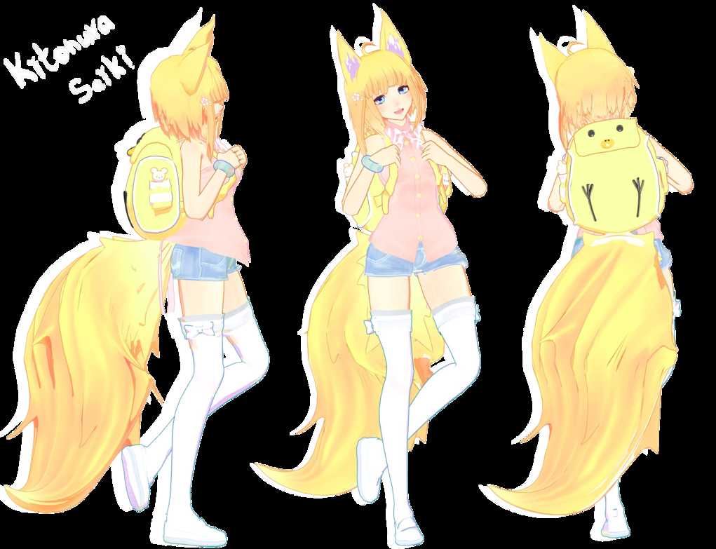 Kitsune girl with Backpack (52K Poly) Screenshot
