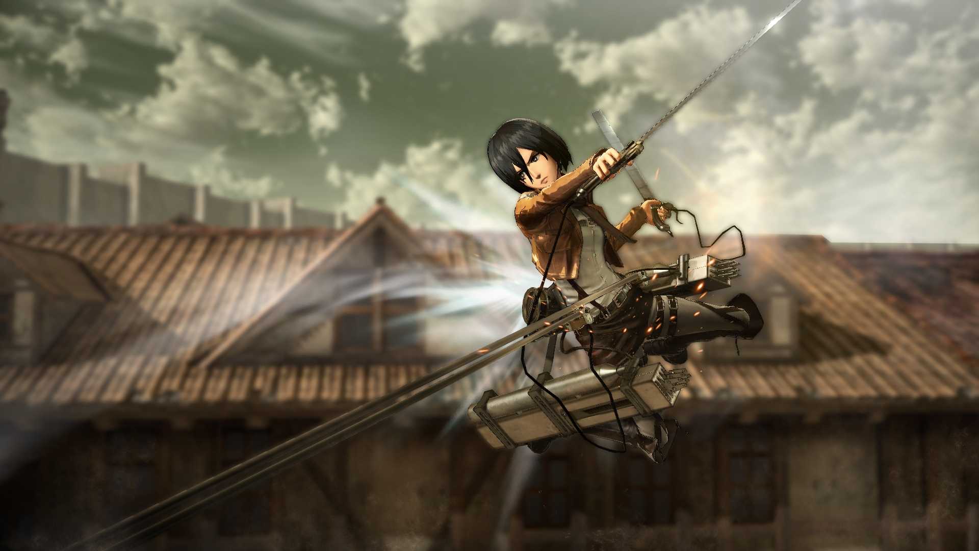 Mikasa Ackerman with Vertical maneuvering equipment Screenshot
