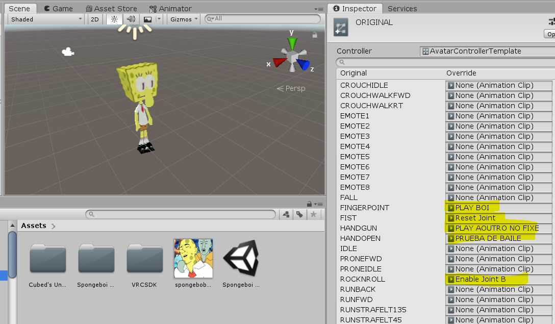 SquidBob cursed  (full animations & emotes-direct upload) Unity 2018.4.20f1 (LINKS IN DESCRIPTION) Screenshot